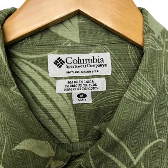 Columbia Shirt Men's Sz M Green Botanical Short Sleeve Collared Pocket Button up - Picture 4 of 5